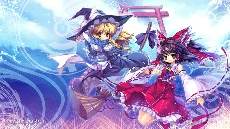 Two magical girls in a fantasy scene