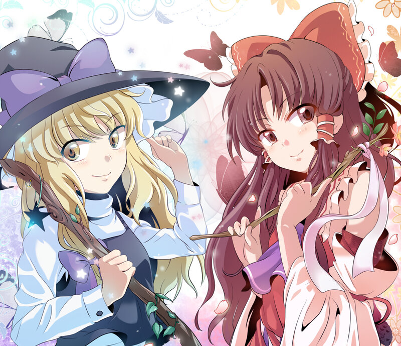 Two magical girls with wands