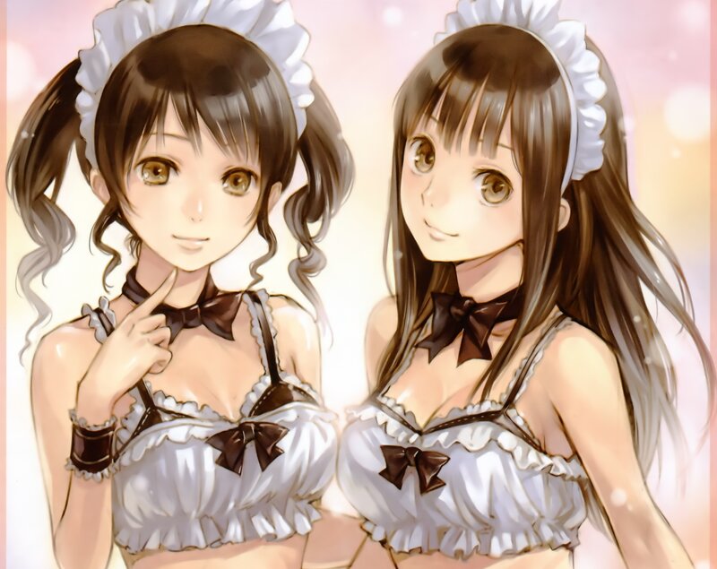 Two maid characters in uniforms