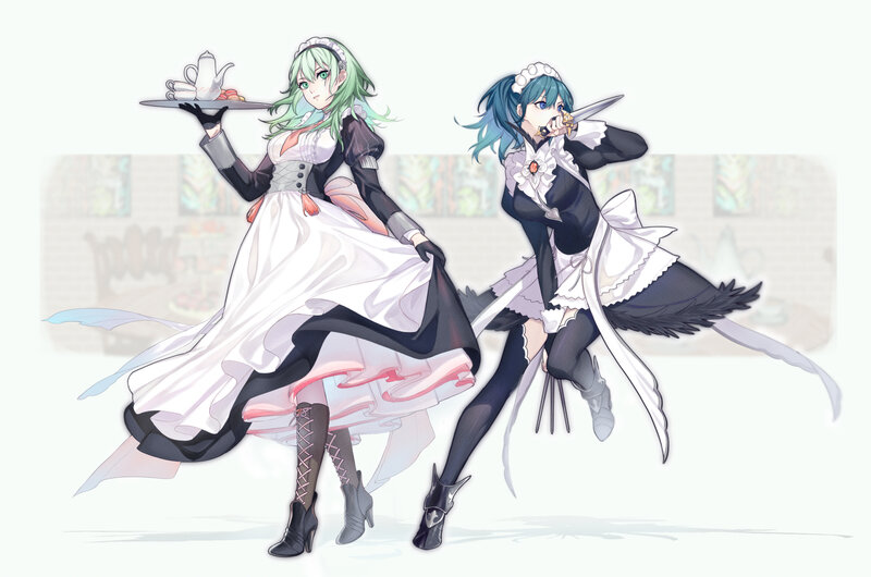 Two Maid Characters — White