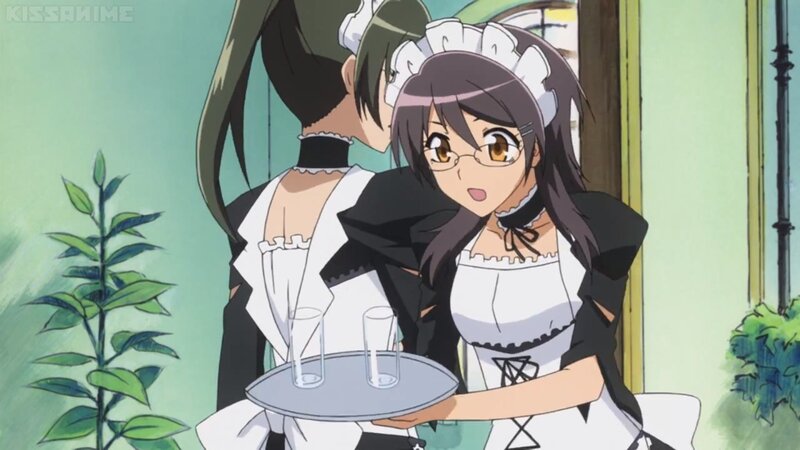 Two Maids Holding Tray