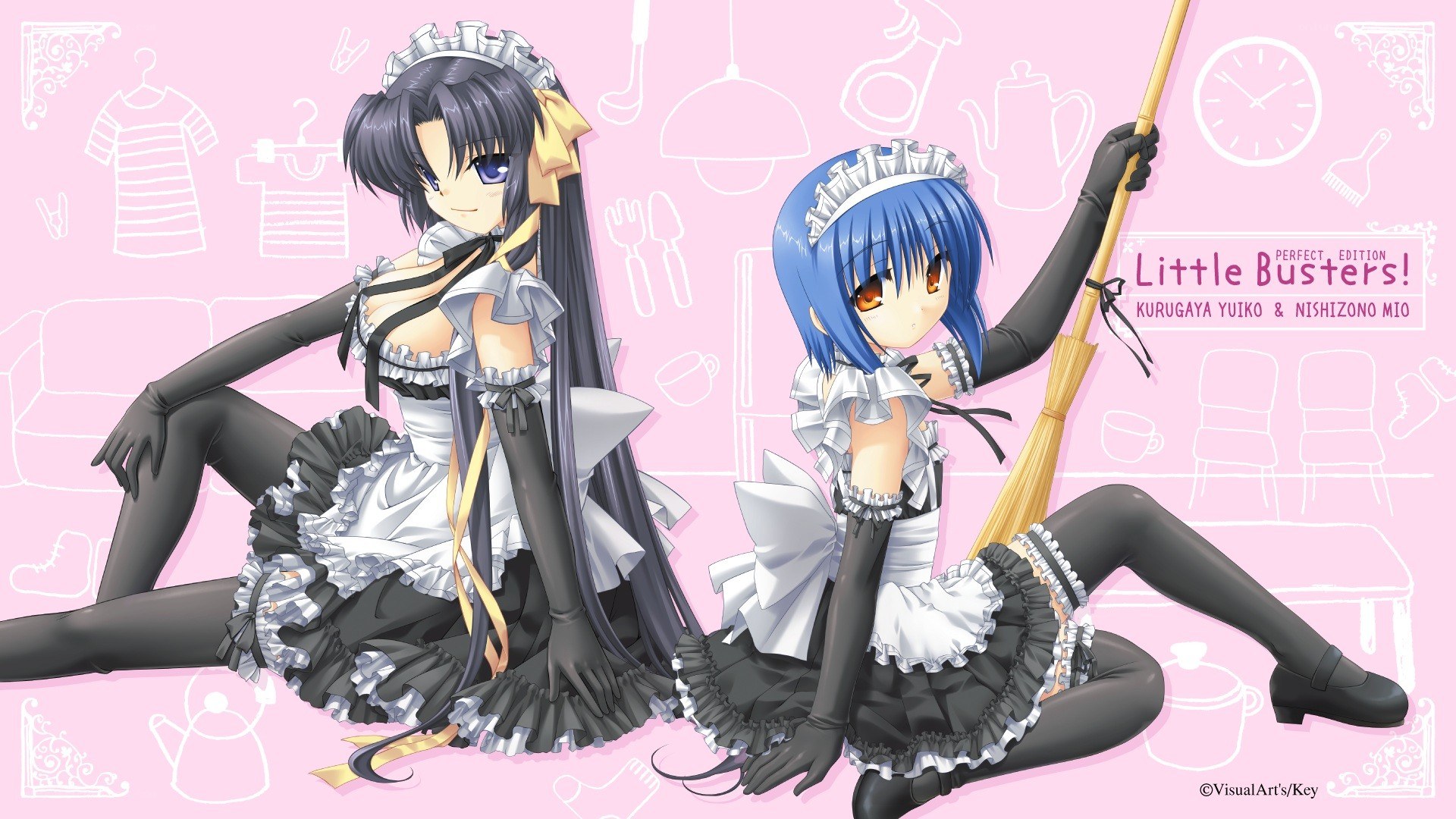 Two maids in a pink room