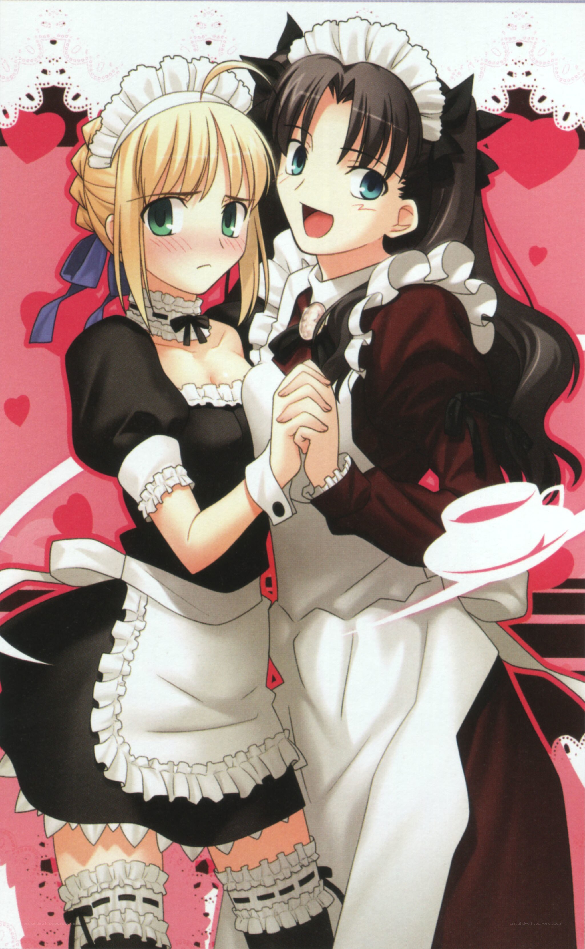 two maids in a romantic scene