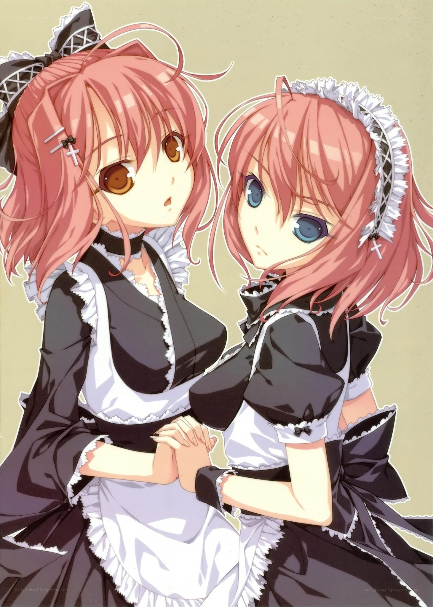 Two maids in black and white