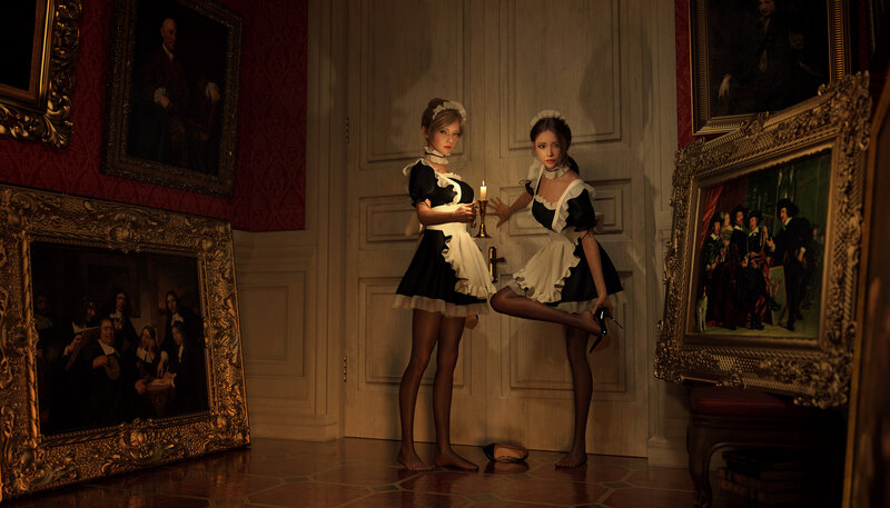 Two Maids in Hallway