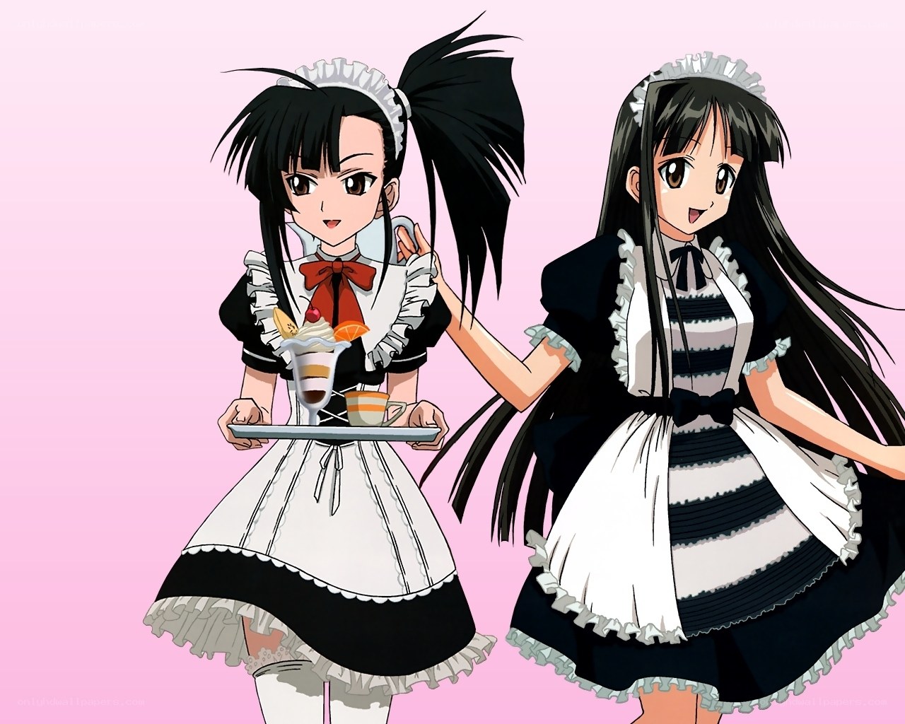 two maids with dessert