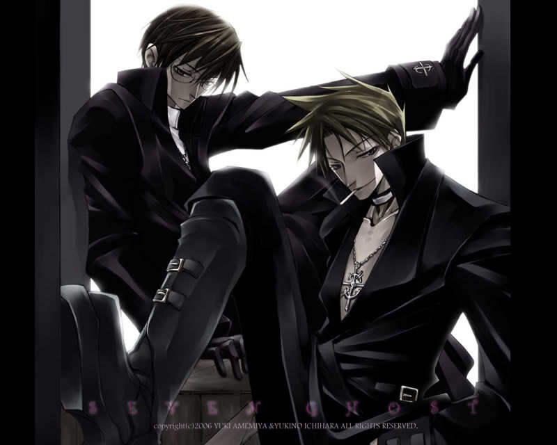 Two Male Anime Characters — Black, Dramatic, Black Coats