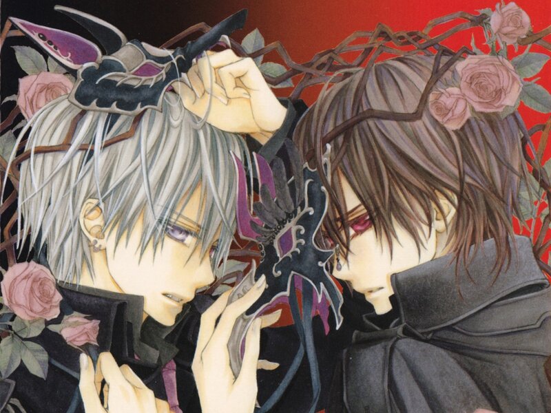 Two Male Anime Characters — Black, Dramatic, Manga, Roses