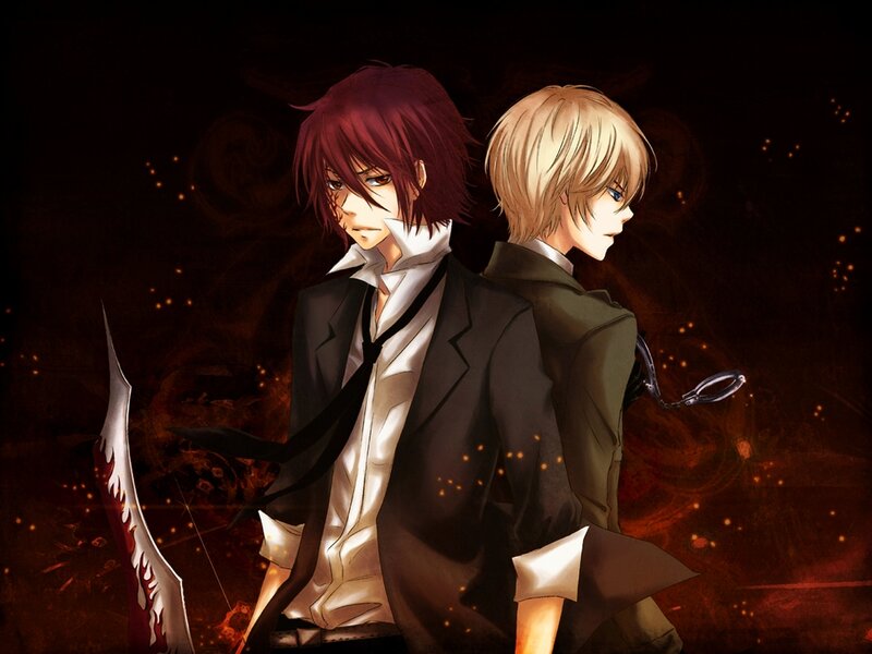 Two Male Anime Characters — Black, Dramatic, Night, Suits