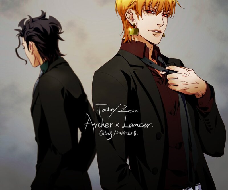 Two Male Anime Characters — Black, Dramatic, Suits