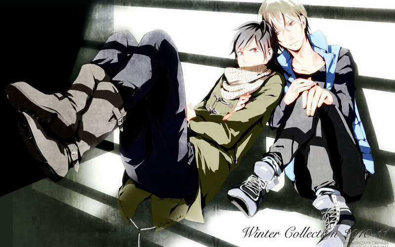 Two Male Anime Characters — Black, Dramatic, Winter