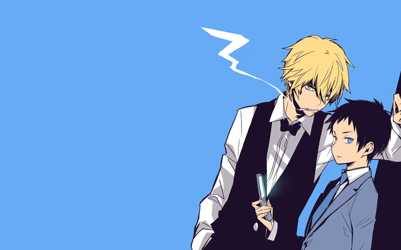 Two Male Anime Characters — Blue, Dramatic, Cigarette