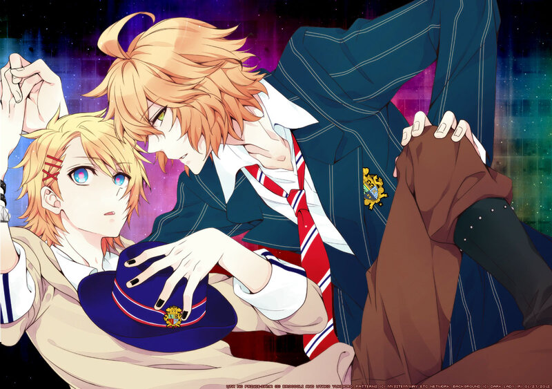 Two Male Anime Characters — Blue, Dramatic, Night, School Uniform