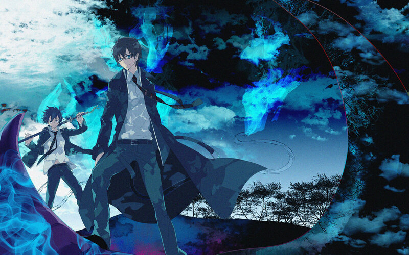 Two Male Anime Characters — Blue, Dramatic, Night