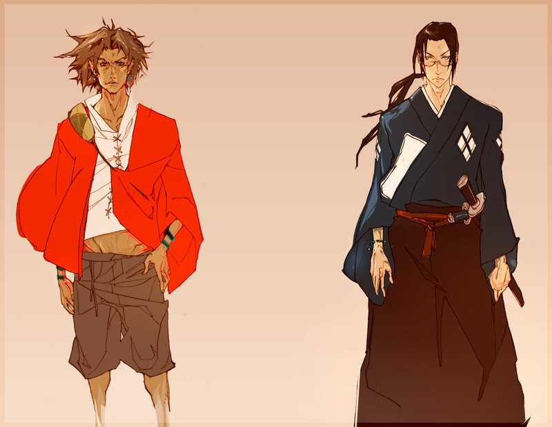 Two Male Anime Characters — Brown