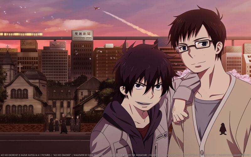 Two Male Anime Characters — Purple, Dramatic, Sunset