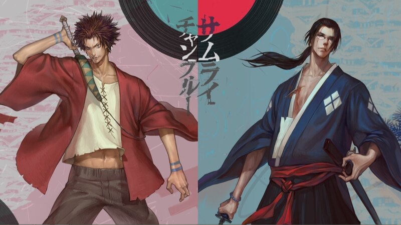 Two Male Anime Characters — Red, Dramatic, Swords