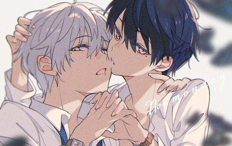 Two Male Anime Characters — White, Intimate