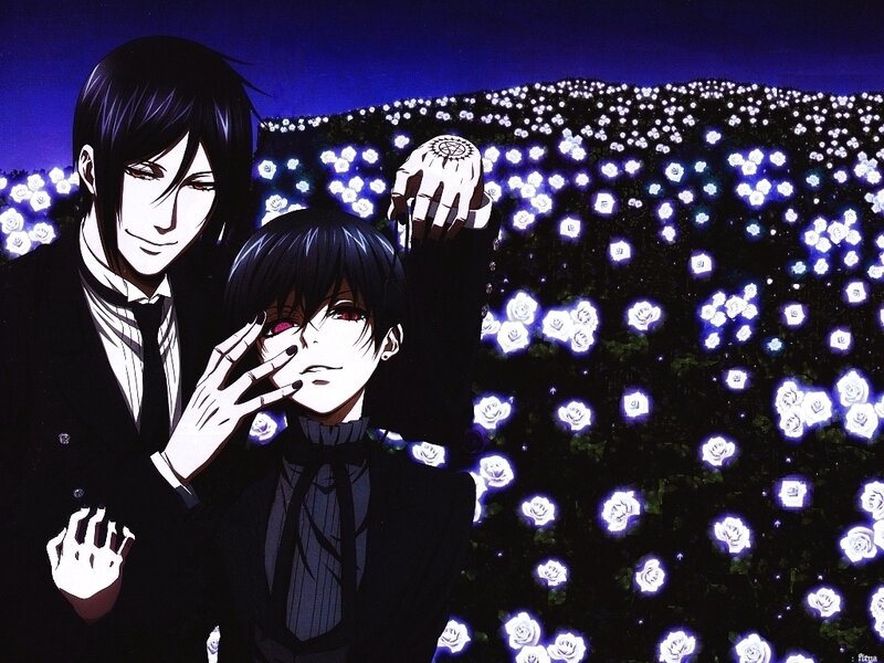 Two Male Characters — Black, Dramatic, Night, Anime
