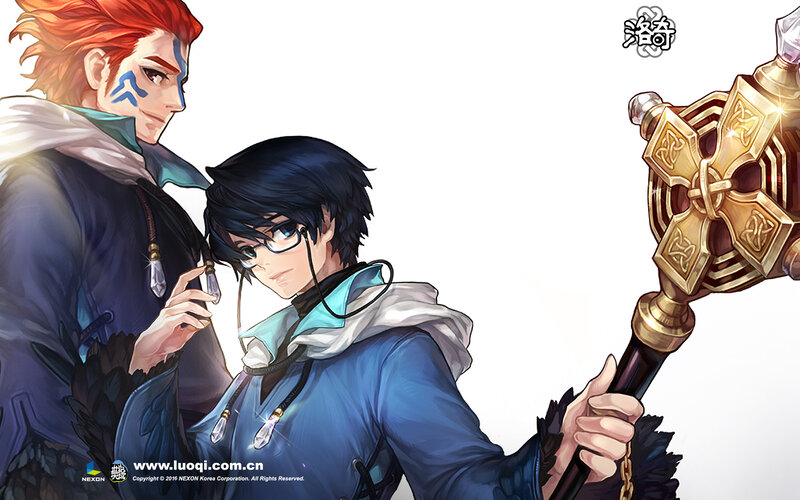 Two Male Characters — Blue, Dramatic, Anime, Glasses
