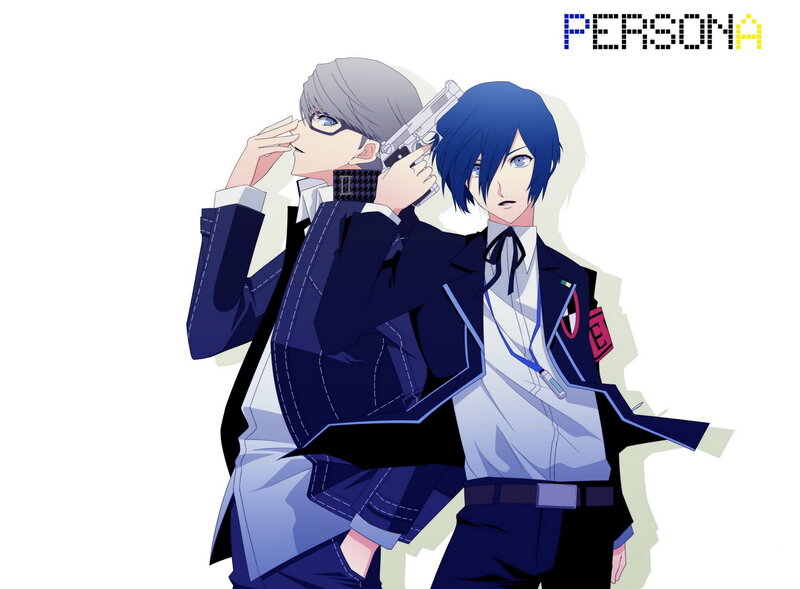 Two Male Characters — Blue, Dramatic, Anime, Gun