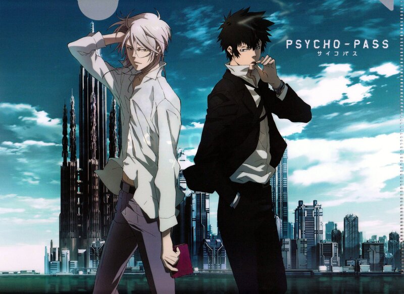 Two Male Characters — Blue, Dramatic, Night, Anime, Cityscape