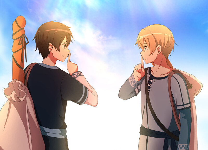 Two Male Characters — Blue, Peaceful