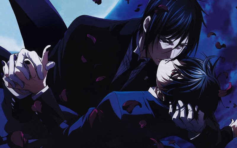 Two Male Characters Embracing — Blue, Dramatic, Night