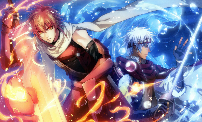 Two Male Characters Fighting — Blue, Dramatic