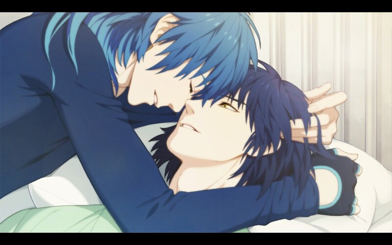 Two Male Characters Hugging — Blue