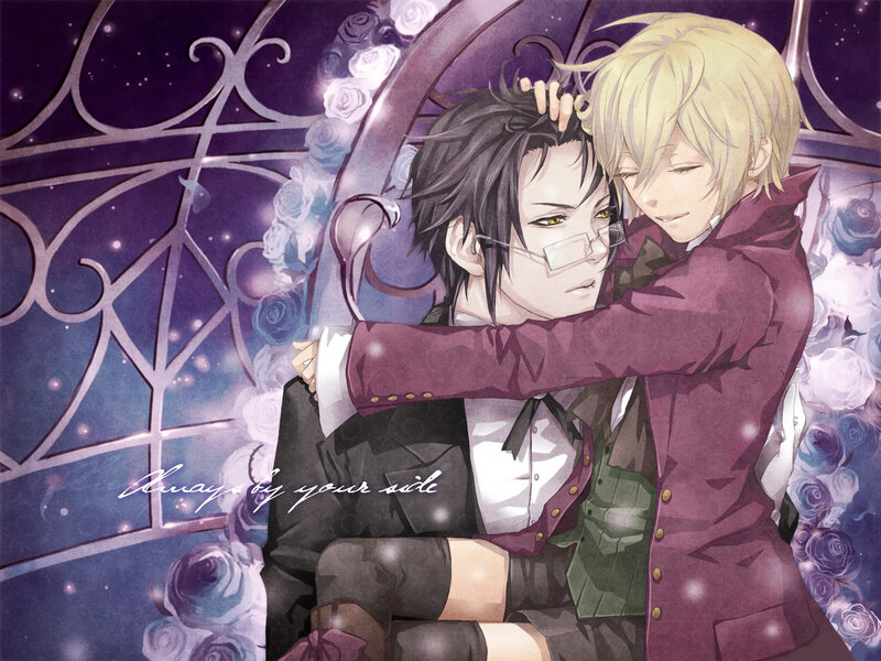 Two Male Characters Hugging — Purple