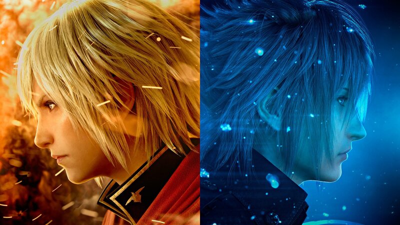 Two Male Characters in Profile — Orange, Dramatic