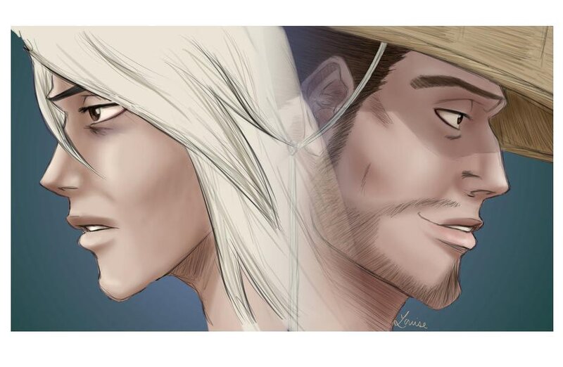 Two Male Characters in Profile
