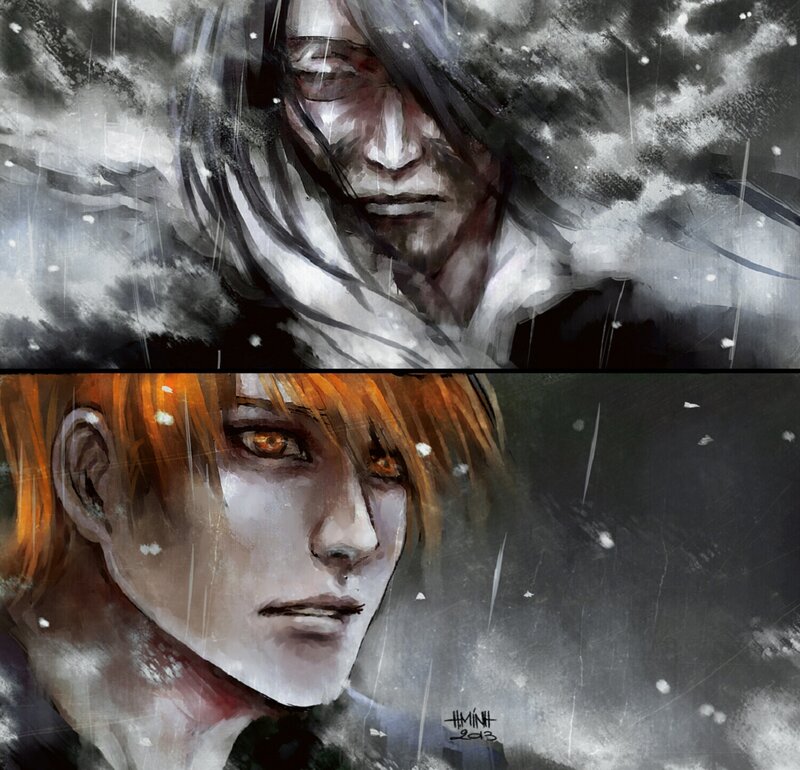 Two Male Characters in Rain