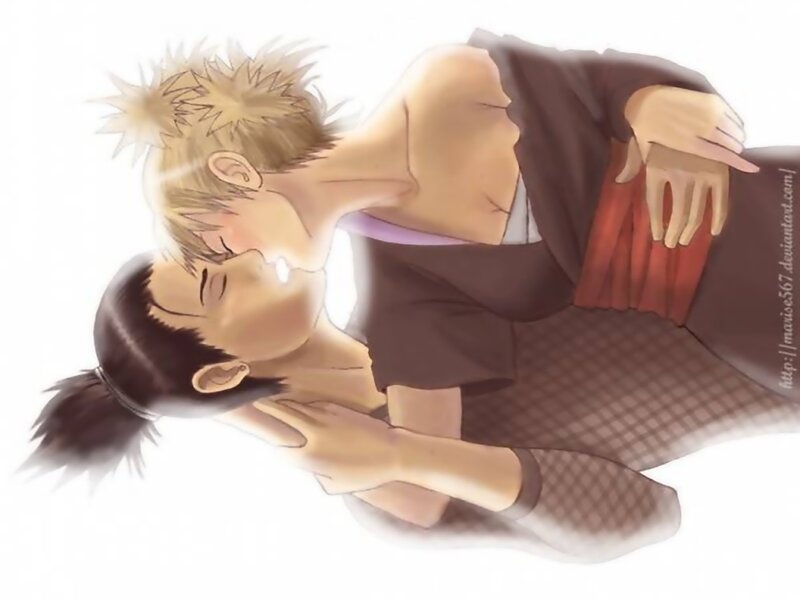 Two Male Characters Kissing — Brown
