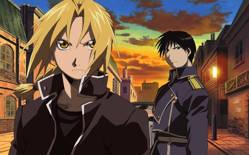 Two Male Characters — Orange, Dramatic, Sunset, Anime