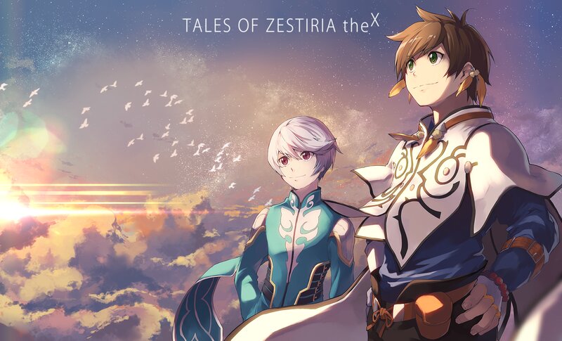 Two Male Characters — Purple, Dramatic, Sunset, Anime