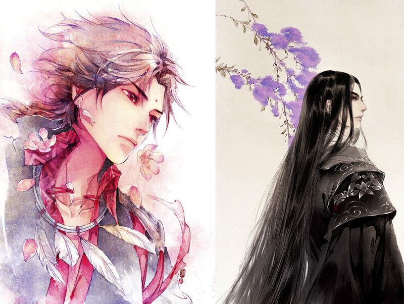 Two Male Characters — Purple, Serene