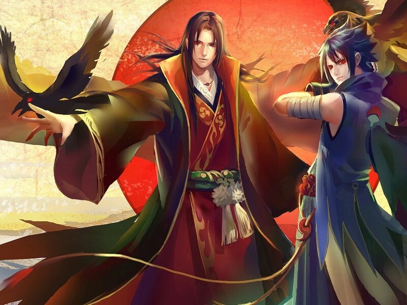 Two Male Characters — Red, Dramatic, Sunset, Anime