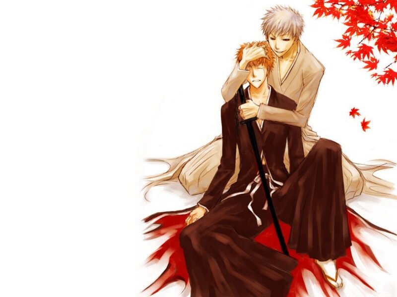 Two Male Characters Sitting — White, Dramatic