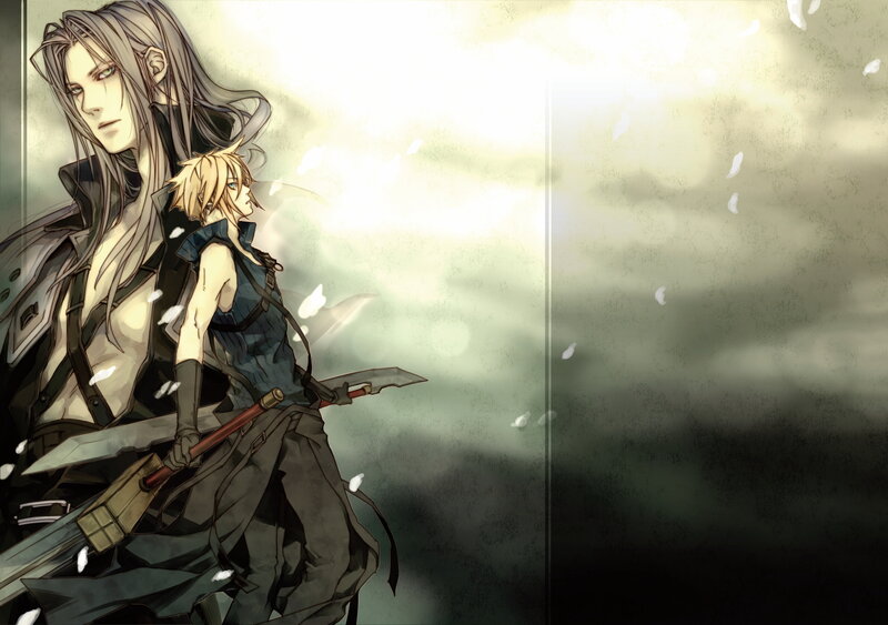 Two Male Characters Standing — Gray, Dramatic
