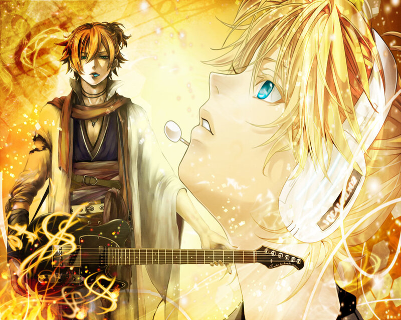 Two Male Characters with Guitar
