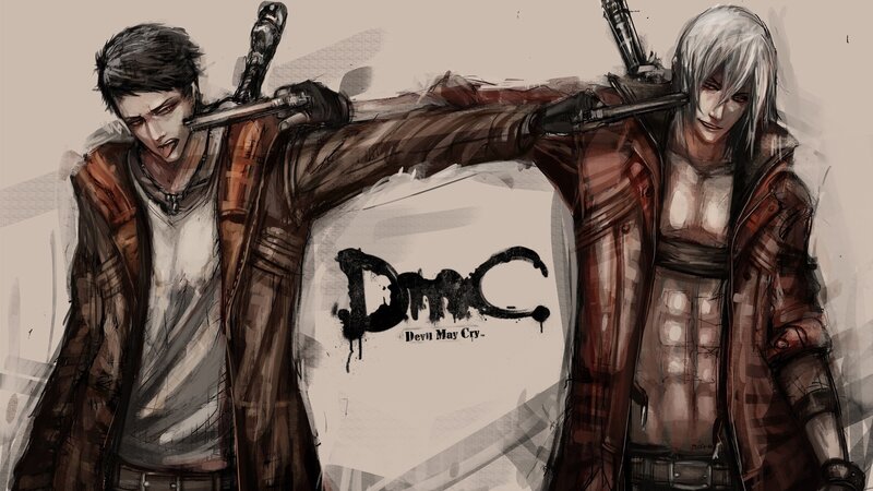 Two Male Characters with Swords — Brown