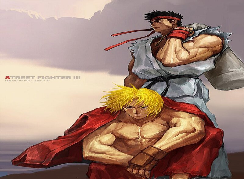 Two Male Fighters — Red