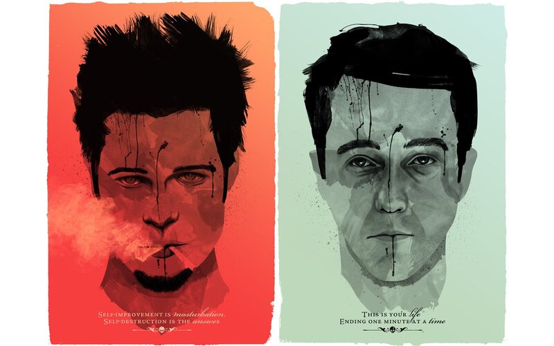 Two Male Portraits — Red