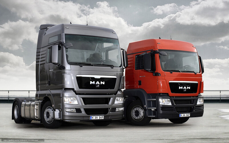 Two MAN trucks side by side