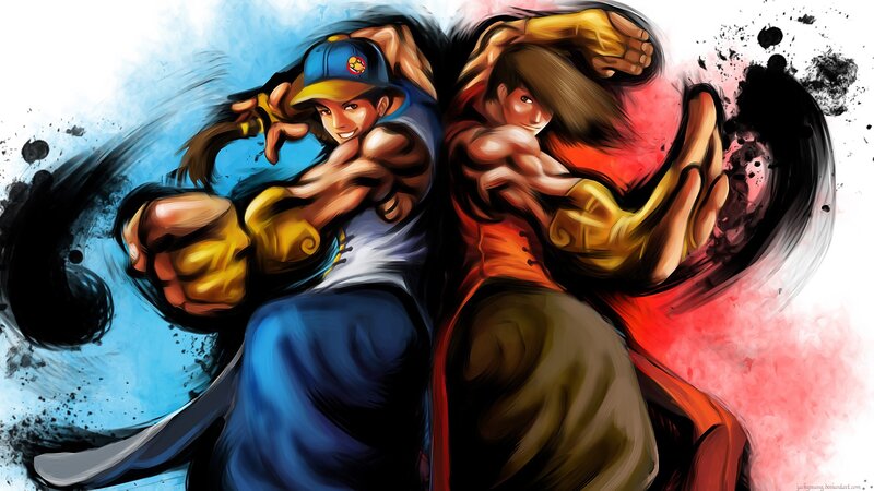 Two Martial Artists Fighting — Blue, Dynamic, Intense