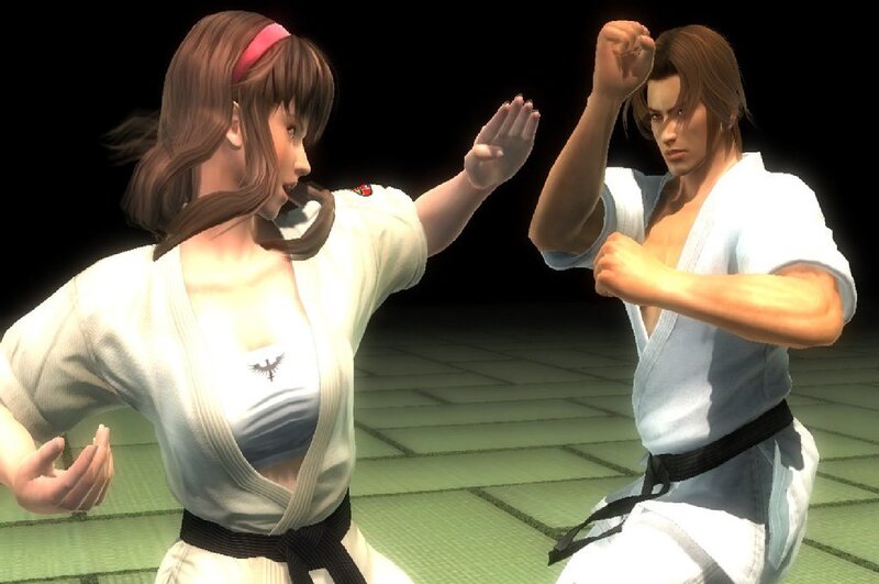 Two Martial Artists Fighting — White