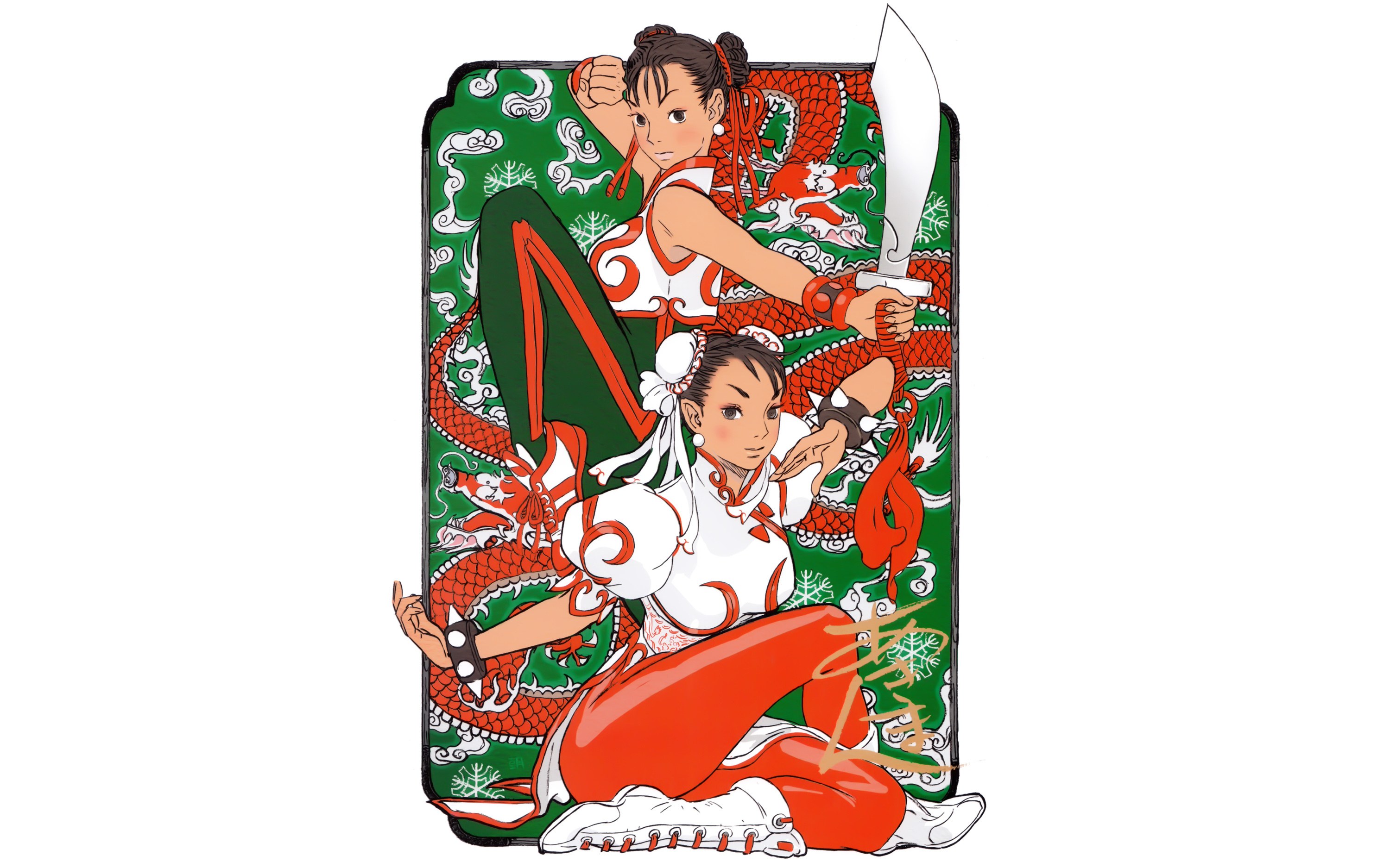 two martial artists with swords