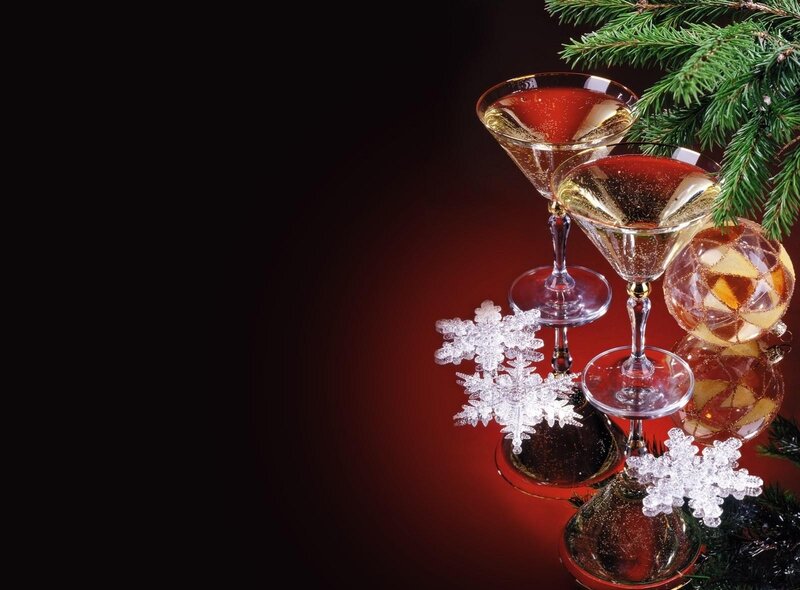 Two Martini Glasses — Red, Festive